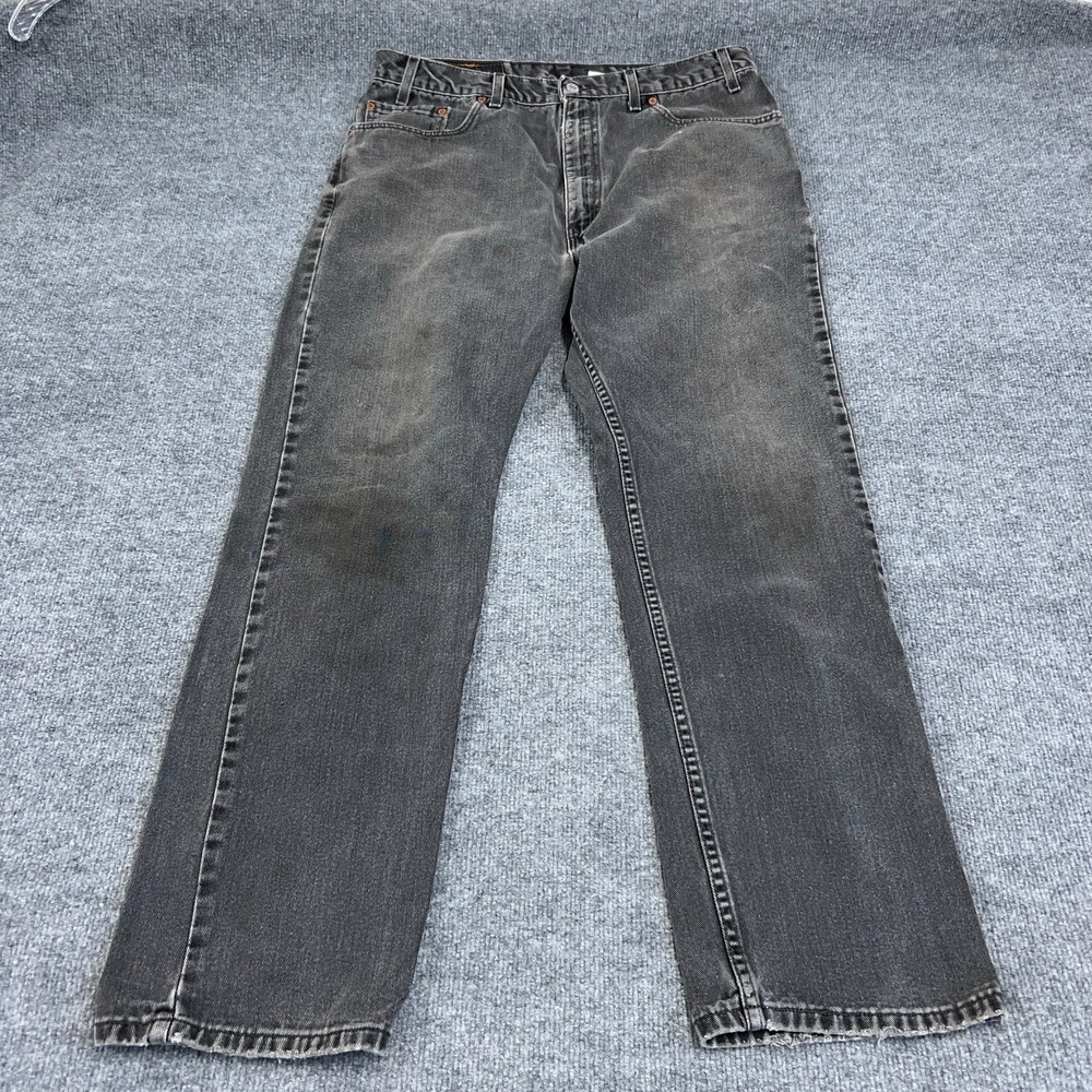 Vintage Levis 505 Jean Men 34x30 Black Regular Straight Fade Made in USA 90s Y2K